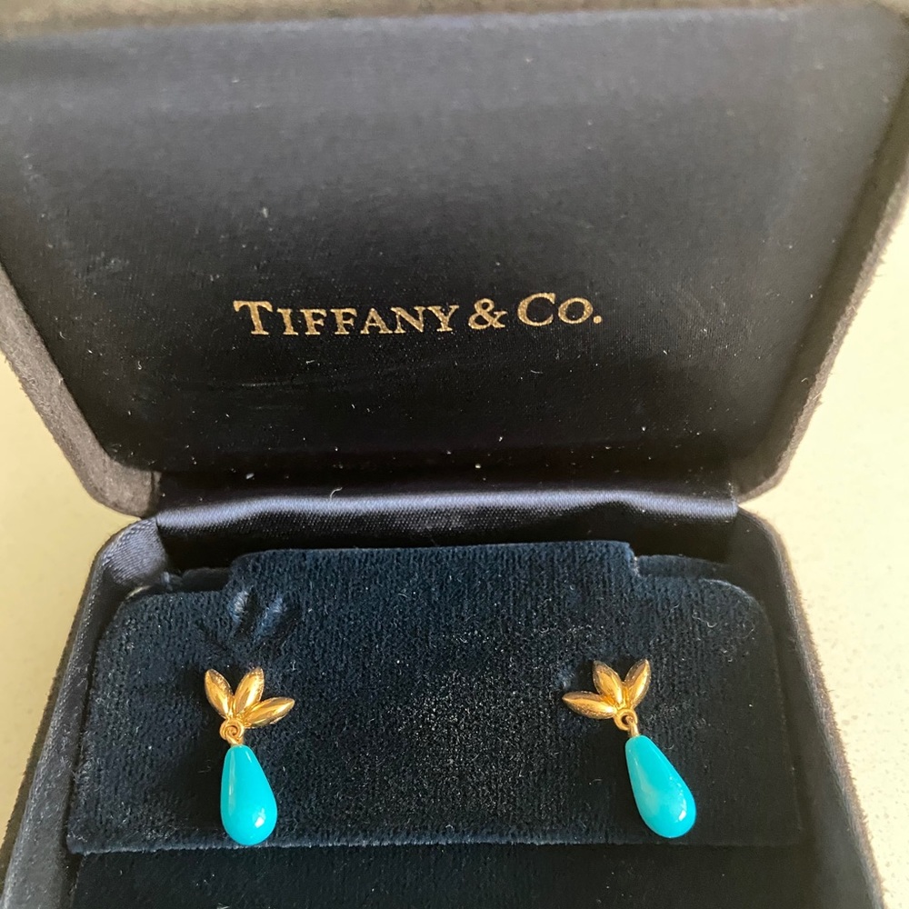 Tiffany & Co Gold and Turquoise Earrings